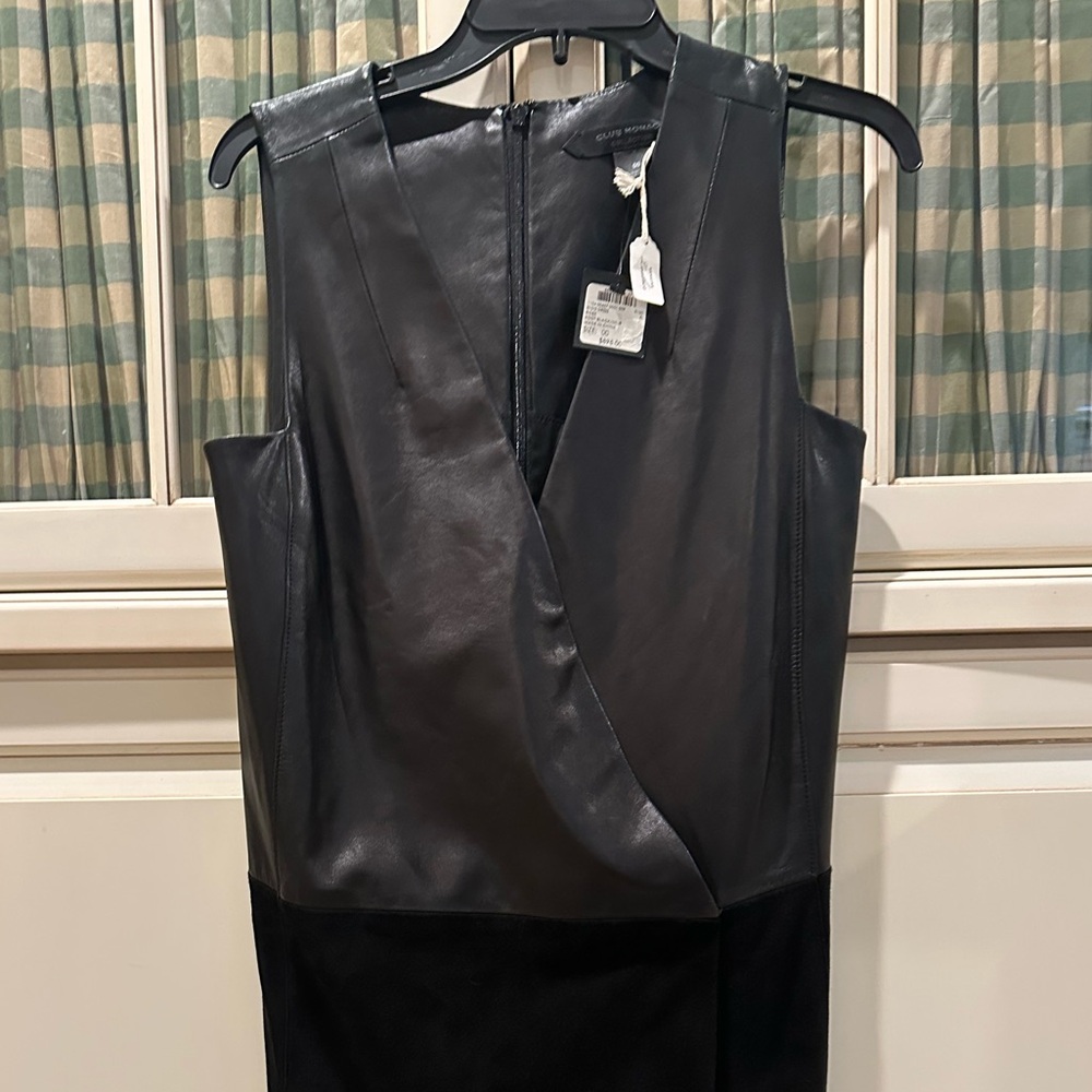 Club Monaco Black Leather/Suede Mini Dress NWT, Size 00